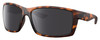 Profile View of Costa Del Mar Reefton Designer Polarized Sunglasses with Custom Cut Smoke Grey Lenses in Matte Amber Brown Retro Tortoise Havana Unisex Rectangular Full Rim Acetate 64 mm