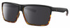 Profile View of Costa Del Mar Rincon Designer Polarized Sunglasses with Custom Cut Smoke Grey Lenses in Matte Black Shiny Amber Brown Tortoise Havana Unisex Square Full Rim Acetate 63 mm