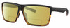 Profile View of Costa Del Mar Rincon Designer Polarized Reading Sunglasses with Custom Cut Powered Sun Flower Yellow Lenses in Matte Black Shiny Amber Brown Tortoise Havana Unisex Square Full Rim Acetate 63 mm