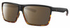 Profile View of Costa Del Mar Rincon Designer Polarized Reading Sunglasses with Custom Cut Powered Amber Brown Lenses in Matte Black Shiny Amber Brown Tortoise Havana Unisex Square Full Rim Acetate 63 mm