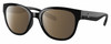 Profile View of Costa Del Mar Salina Designer Polarized Sunglasses with Custom Cut Amber Brown Lenses in Shiny Black Ladies Cat Eye Full Rim Acetate 53 mm