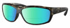 Profile View of Costa Del Mar Salt Break Designer Polarized Reading Sunglasses with Custom Cut Powered Green Mirror Lenses in Matte Brown Gray Crystal Black Wetlands Unisex Rectangular Full Rim Acetate 65 mm