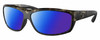 Profile View of Costa Del Mar Salt Break Designer Polarized Reading Sunglasses with Custom Cut Powered Blue Mirror Lenses in Matte Brown Gray Crystal Black Wetlands Unisex Rectangular Full Rim Acetate 65 mm