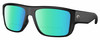Profile View of Costa Del Mar Taxman Designer Polarized Reading Sunglasses with Custom Cut Powered Green Mirror Lenses in Matte Black Unisex Square Full Rim Acetate 59 mm