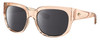 Profile View of Costa Del Mar Waterwoman Designer Polarized Reading Sunglasses with Custom Cut Powered Smoke Grey Lenses in Shiny Blonde Crystal Beige Ladies Cat Eye Full Rim Acetate 55 mm