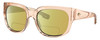 Profile View of Costa Del Mar Waterwoman Designer Polarized Reading Sunglasses with Custom Cut Powered Sun Flower Yellow Lenses in Shiny Blonde Crystal Beige Ladies Cat Eye Full Rim Acetate 55 mm