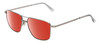 Profile View of American Optical Airman Designer Polarized Sunglasses with Custom Cut Red Mirror Lenses in Satin Pewter Grey Clear Unisex Pilot Full Rim Metal 56 mm