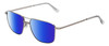 Profile View of American Optical Airman Designer Polarized Sunglasses with Custom Cut Blue Mirror Lenses in Satin Pewter Grey Clear Unisex Pilot Full Rim Metal 56 mm