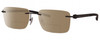 Profile View of Chopard VCHD84-0627 Designer Polarized Reading Sunglasses with Custom Cut Powered Amber Brown Lenses in Satin Gunmetal Grey Black Mens Rectangular Full Rim Metal 56 mm