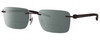 Profile View of Chopard VCHD84-0627 Designer Polarized Reading Sunglasses with Custom Cut Powered Smoke Grey Lenses in Satin Gunmetal Grey Black Mens Rectangular Full Rim Metal 56 mm