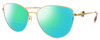 Profile View of Chopard VCHF51S-08FC Designer Polarized Reading Sunglasses with Custom Cut Powered Green Mirror Lenses in Shiny 23KT Gold Plated/Pink Crystal/Gemstone Accent Ladies Cat Eye Full Rim Metal 54 mm