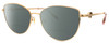 Profile View of Chopard VCHF51S-08FC Designer Polarized Reading Sunglasses with Custom Cut Powered Smoke Grey Lenses in Shiny 23KT Gold Plated/Pink Crystal/Gemstone Accent Ladies Cat Eye Full Rim Metal 54 mm