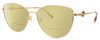 Profile View of Chopard VCHF51S-08FC Designer Polarized Reading Sunglasses with Custom Cut Powered Sun Flower Yellow Lenses in Shiny 23KT Gold Plated/Pink Crystal/Gemstone Accent Ladies Cat Eye Full Rim Metal 54 mm