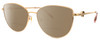 Profile View of Chopard VCHF51S-08FC Designer Polarized Reading Sunglasses with Custom Cut Powered Amber Brown Lenses in Shiny 23KT Gold Plated/Pink Crystal/Gemstone Accent Ladies Cat Eye Full Rim Metal 54 mm