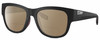 Profile View of Costa Del Mar Caleta Designer Polarized Reading Sunglasses with Custom Cut Powered Amber Brown Lenses in Matte Black Plum Purple Unisex Square Full Rim Acetate 55 mm