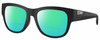 Profile View of Costa Del Mar Caleta Designer Polarized Reading Sunglasses with Custom Cut Powered Green Mirror Lenses in Matte Black Plum Purple Unisex Square Full Rim Acetate 55 mm