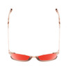 Top View of BCBG BAR105 Designer Polarized Sunglasses with Custom Cut Red Mirror Lenses in Crimson Maroon Red Rose Gold  Unisex Cat Eye Full Rim Acetate 52 mm