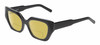 Profile View of Reptile Cryptodira Designer Polarized Reading Sunglasses with Custom Cut Powered Sun Flower Yellow Lenses in Gloss Black Ladies Butterfly Full Rim Acetate 55 mm