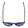 Top View of Reptile Malayemys Designer Polarized Sunglasses with Custom Cut Blue Mirror Lenses in Dark Brown Amber Tortoise Havana Ladies Panthos Full Rim Acetate 44 mm