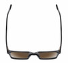 Top View of Reptile Leatherback Designer Polarized Sunglasses with Custom Cut Amber Brown Lenses in Gloss Black Crystal Blue Unisex Rectangular Full Rim Acetate 52 mm