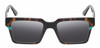 Front View of Reptile Leatherback Designer Polarized Sunglasses with Custom Cut Smoke Grey Lenses in Brown Tortoise Havana Blue Crystal Unisex Rectangular Full Rim Acetate 52 mm