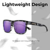 Lightweight Frame Construction illustration of Suncloud Quiver Polarized Square Classic Retro Sunglasses Unisex Acetate 58 mm in Matte Ice Tortoise & Purple Mirror