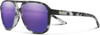 Profile View of Suncloud Sandy Polarized Pilot Style Classic Retro Sunglasses Unisex Acetate 57mm in Matte Ice Tortoise & Purple Mirror