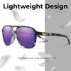 Lightweight Frame Construction illustration of Suncloud Sandy Polarized Pilot Style Classic Retro Sunglasses Unisex Acetate 57mm in Matte Ice Tortoise & Purple Mirror