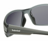 Close Up View of Timberland TB7231 Unisex Oval Full Rim Designer Sunglasses in Grey/Smoke Grey Polarized 62mm