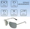 Dimensions and Measurements Illustration of Timberland TB7202 Unisex Pilot Full Rim Designer Sunglasses in Matte Gunmetal Silver/Blue Polarized 62mm