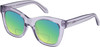 Profile View of QUAY Australia After Hours Designer Polarized Reading Sunglasses with Custom Cut Powered Green Mirror Lenses in Sweet Pea Lilac Ladies Cat Eye Full Rim Acetate 51 mm