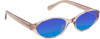 Profile View of QUAY Australia Aura Points Designer Polarized Reading Sunglasses with Custom Cut Powered Blue Mirror Lenses in Brown Doe Unisex Oval Full Rim Acetate 55 mm