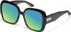 Profile View of QUAY Full Glam Women Square Polarized Sunglasses Gloss Black 56mm 4 LENS OPTIONS with Custom Cut Polarized Green Mirror Lenses