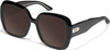 Profile View of QUAY Australia Full Glam Designer Polarized Reading Sunglasses with Custom Cut Powered Amber Brown Lenses in Gloss Black Ladies Square Full Rim Acetate 56 mm