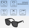 Dimensions and Measurements Illustration of QUAY Icy Women's Square Polarized BI-FOCAL Sunglasses in Gloss Black 52mm 41 OPTIONS