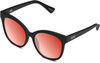 Profile View of QUAY Australia It's My Way Designer Polarized Sunglasses with Custom Cut Red Mirror Lenses in Matte Black Ladies Cat Eye Full Rim Acetate 59 mm