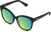 Profile View of QUAY Australia It's My Way Designer Polarized Reading Sunglasses with Custom Cut Powered Green Mirror Lenses in Matte Black Ladies Cat Eye Full Rim Acetate 59 mm