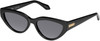 Profile View of QUAY Narrow Down Women's Cat Eye Polarized Sunglasses Gloss Black 57mm 10 OPTIONS with Custom Cut Polarized Silver Mirror Lenses