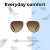 Lightweight Construction Illustration of QUAY Australia All In Mini Unisex Pilot Sunglasses in Gold Tortoise/Brown 56 mm