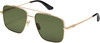 Profile View of QUAY Australia Level Out Square Full Rim Designer Sunglasses in Gold/Green 60 mm