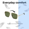 Lightweight Construction Illustration of QUAY Australia Level Out Square Full Rim Designer Sunglasses in Gold/Green 60 mm