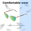 Lightweight Construction Illustration of Lucky Brand D114 Designer Polarized Reading Sunglasses with Custom Cut Powered Green Mirror Lenses in Rose Gold Marble Ladies Cat Eye Full Rim Metal 53 mm