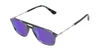 Police VPLD13 Mens Pilot Designer Polarized Sunglasses in Shiny Blue Marble 53mm with Custom Cut Purple Mirror Lenses