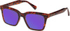 Prive Revaux Joels Unisex Square Polarized Sunglasses Brown Tortoise Havana 54mm with Custom Cut Purple Mirror Lenses