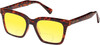 Profile View of Prive Revaux Joels Designer Polarized Reading Sunglasses with Custom Cut Powered Sun Flower Yellow Lenses in Brown Tortoise Havana Unisex Square Full Rim Acetate 54 mm