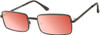 Profile View of Prive Revaux Matrix Designer Polarized Sunglasses with Custom Cut Red Mirror Lenses in Caviar Black Unisex Rectangular Full Rim Metal 55 mm