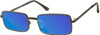 Profile View of Prive Revaux Matrix Designer Polarized Sunglasses with Custom Cut Blue Mirror Lenses in Caviar Black Unisex Rectangular Full Rim Metal 55 mm
