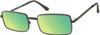 Prive Revaux Matrix Unisex Rectangular Polarized Sunglasses in Caviar Black 55mm with Custom Cut Green Mirror Lenses