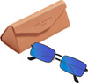 Branded Carrying & Storage Case for Prive Revaux Matrix Designer Polarized Reading Sunglasses with Custom Cut Powered Blue Mirror Lenses in Caviar Black Unisex Rectangular Full Rim Metal 55 mm