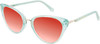 Profile View of Prive Revaux Modern Designer Polarized Sunglasses with Custom Cut Red Mirror Lenses in Baby Blue Ladies Cat Eye Full Rim Acetate 53 mm